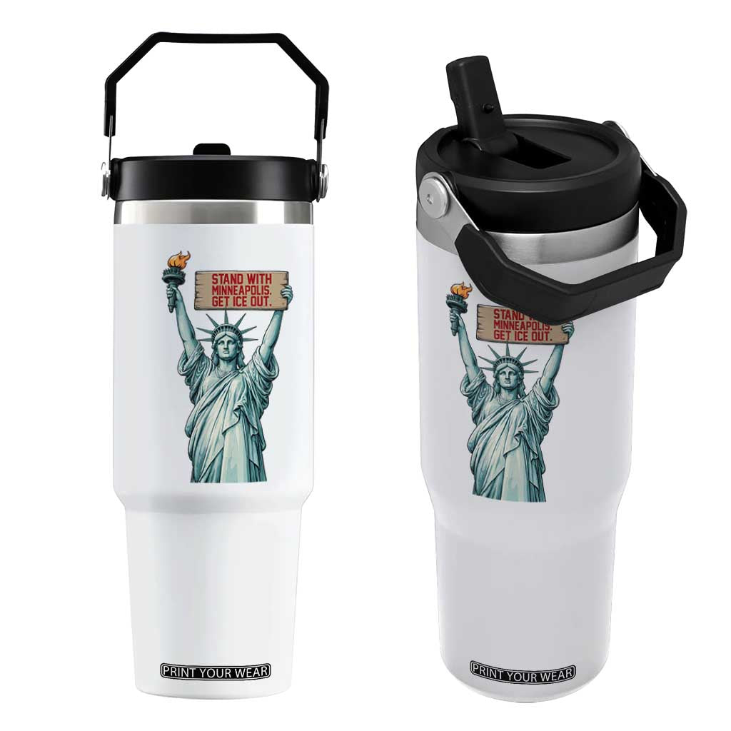 Stand With Minneapolis Flip Straw Tumbler Statue Of Liberty Torch Justice Support TS12 One Size: 30 oz White Print Your Wear