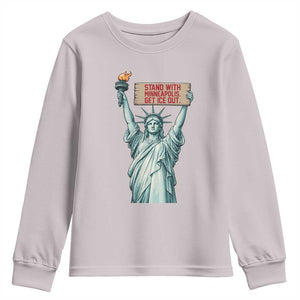 Stand With Minneapolis Youth Sweatshirt Statue Of Liberty Torch Justice Support TS12 Ice Gray Print Your Wear