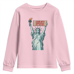 Stand With Minneapolis Youth Sweatshirt Statue Of Liberty Torch Justice Support TS12 Light Pink Print Your Wear