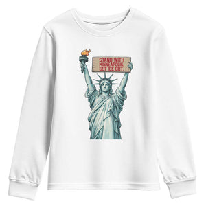 Stand With Minneapolis Youth Sweatshirt Statue Of Liberty Torch Justice Support TS12 White Print Your Wear