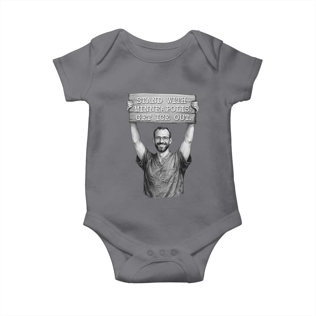Stand With Minneapolis Baby Onesie Alex Pretti Memorial ICU Nurse Support TS12 Charcoal Print Your Wear