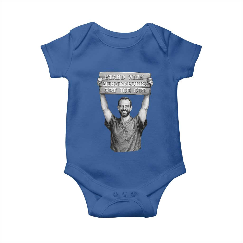Stand With Minneapolis Baby Onesie Alex Pretti Memorial ICU Nurse Support TS12 Royal Blue Print Your Wear