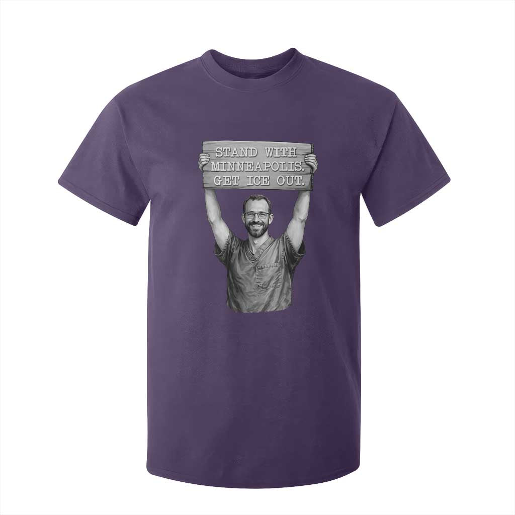 Stand With Minneapolis T Shirt For Kid Alex Pretti Memorial ICU Nurse Support TS12 Purple Print Your Wear