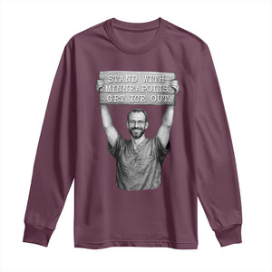 Stand With Minneapolis Long Sleeve Shirt Alex Pretti Memorial ICU Nurse Support TS12 Maroon Print Your Wear