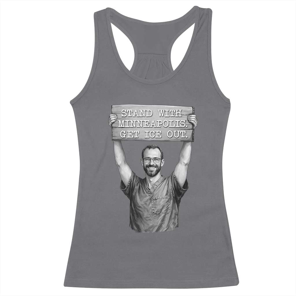 Stand With Minneapolis Racerback Tank Top Alex Pretti Memorial ICU Nurse Support TS12 Charcoal Print Your Wear