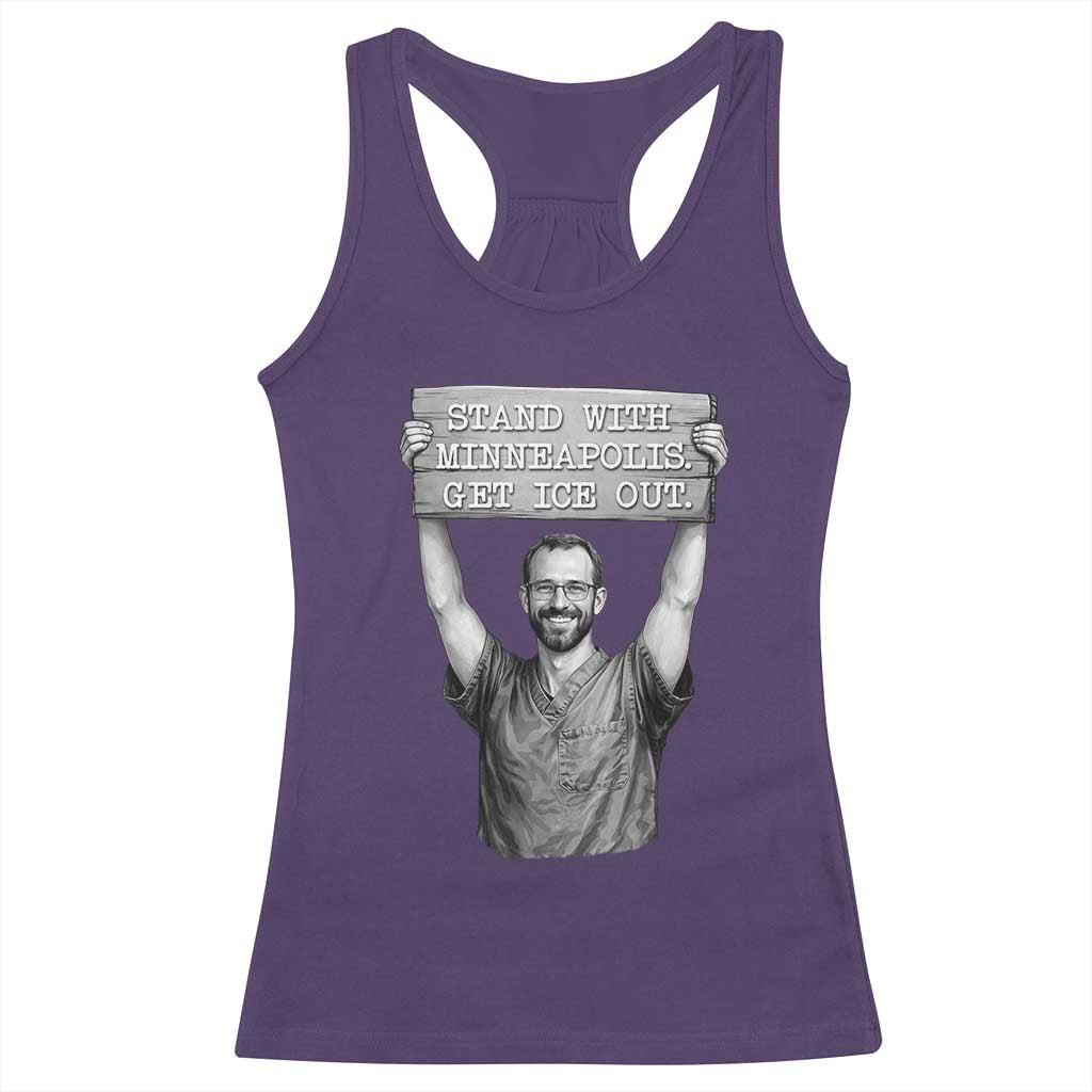 Stand With Minneapolis Racerback Tank Top Alex Pretti Memorial ICU Nurse Support TS12 Purple Print Your Wear