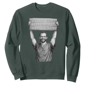 Stand With Minneapolis Sweatshirt Alex Pretti Memorial ICU Nurse Support TS12 Dark Forest Green Print Your Wear