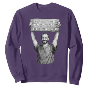 Stand With Minneapolis Sweatshirt Alex Pretti Memorial ICU Nurse Support TS12 Purple Print Your Wear