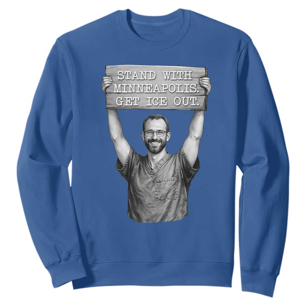 Stand With Minneapolis Sweatshirt Alex Pretti Memorial ICU Nurse Support TS12 Royal Blue Print Your Wear