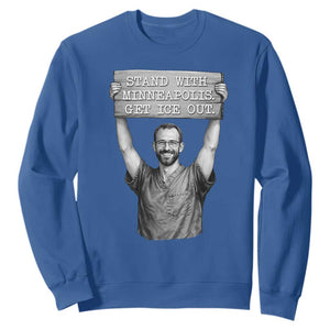 Stand With Minneapolis Sweatshirt Alex Pretti Memorial ICU Nurse Support TS12 Royal Blue Print Your Wear