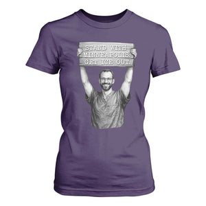 Stand With Minneapolis T Shirt For Women Alex Pretti Memorial ICU Nurse Support TS12 Purple Print Your Wear