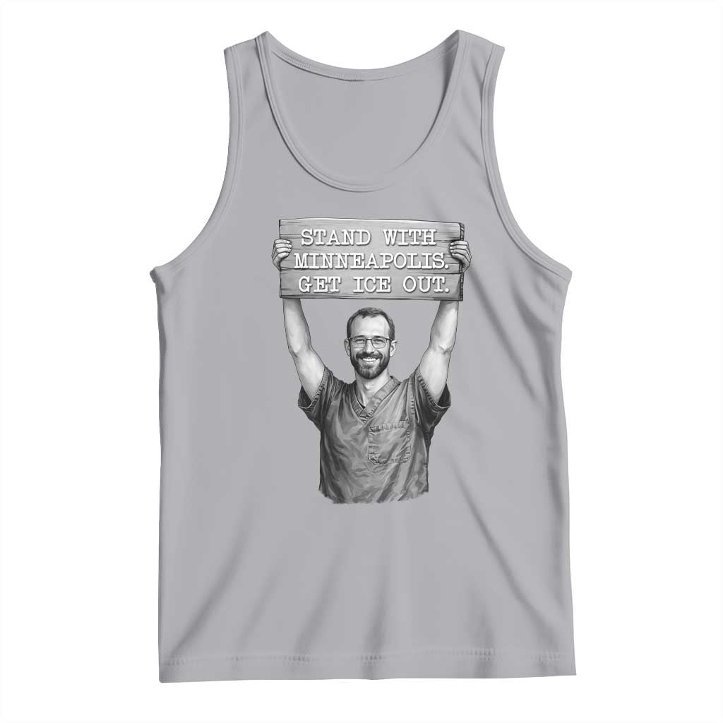 Stand With Minneapolis Tank Top Alex Pretti Memorial ICU Nurse Support TS12 Athletic Heather Print Your Wear
