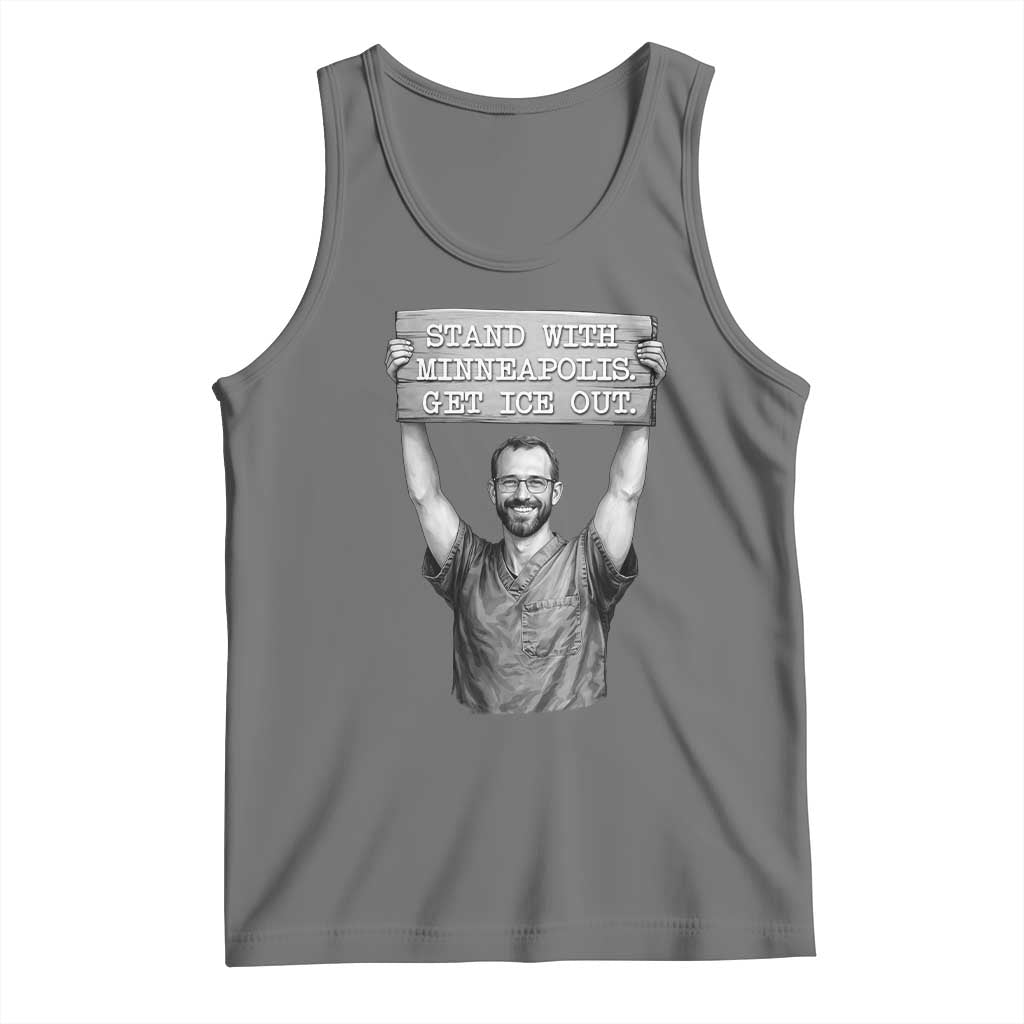 Stand With Minneapolis Tank Top Alex Pretti Memorial ICU Nurse Support TS12 Black Heather Print Your Wear