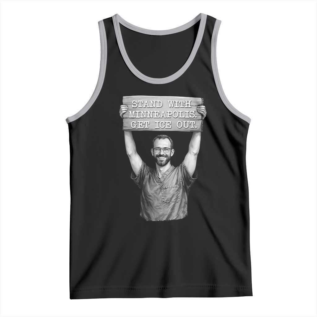 Stand With Minneapolis Tank Top Alex Pretti Memorial ICU Nurse Support TS12 Black Athletic Heather Print Your Wear