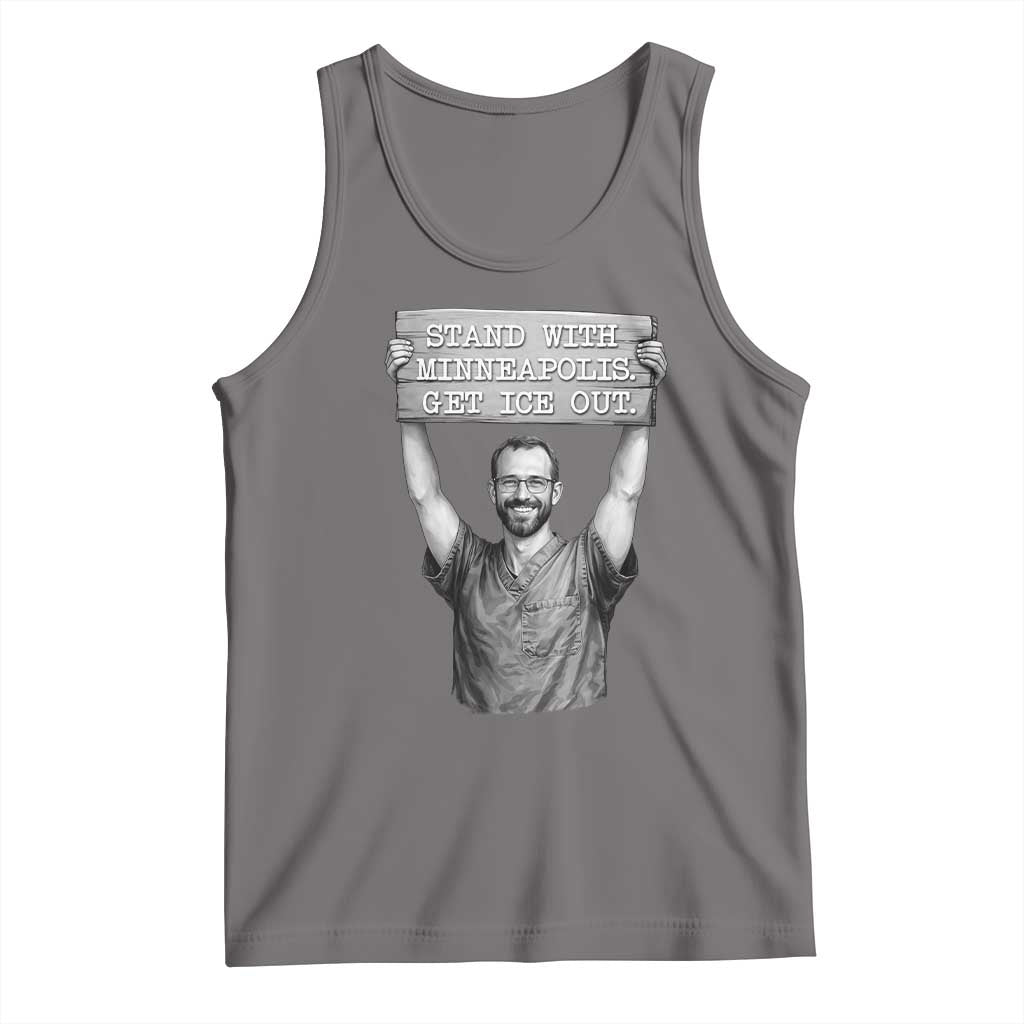 Stand With Minneapolis Tank Top Alex Pretti Memorial ICU Nurse Support TS12 Deep Heather Print Your Wear