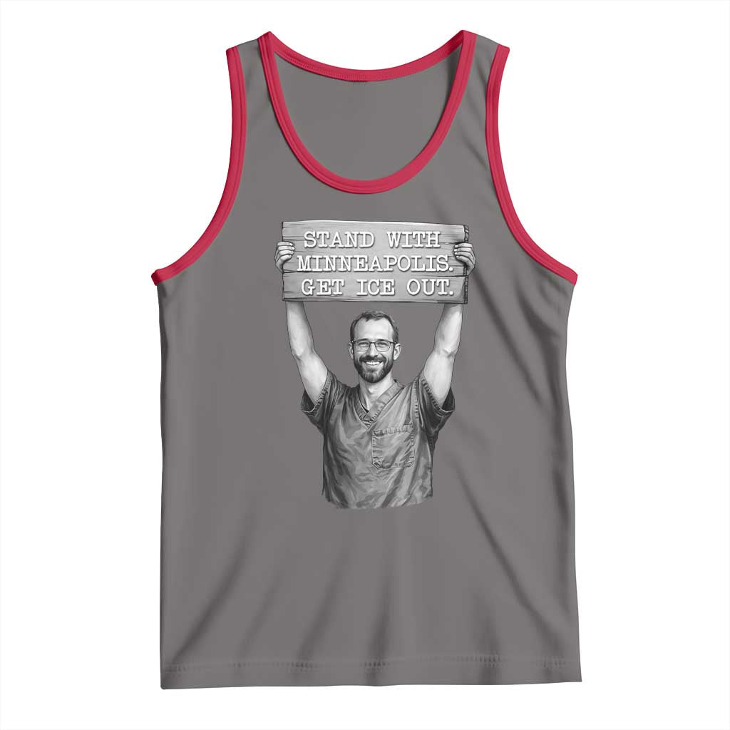 Stand With Minneapolis Tank Top Alex Pretti Memorial ICU Nurse Support TS12 Deep Heather Red Print Your Wear