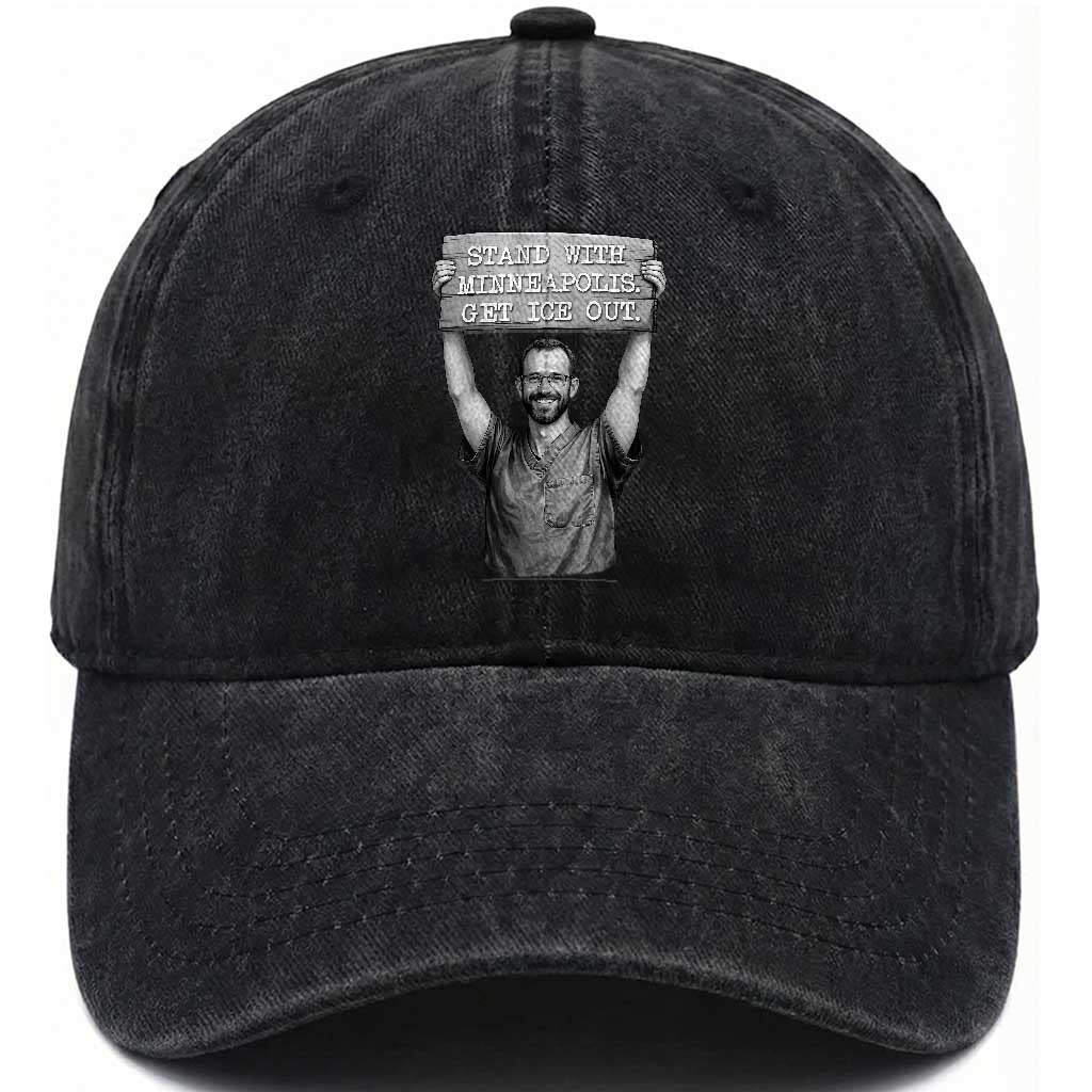Stand With Minneapolis Washed Cotton Baseball Cap Alex Pretti Memorial ICU Nurse Support TS12 Print Your Wear