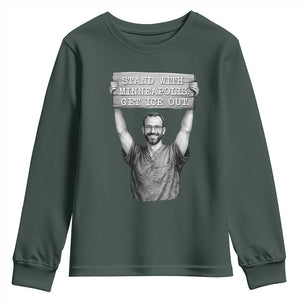 Stand With Minneapolis Youth Sweatshirt Alex Pretti Memorial ICU Nurse Support TS12 Dark Forest Green Print Your Wear