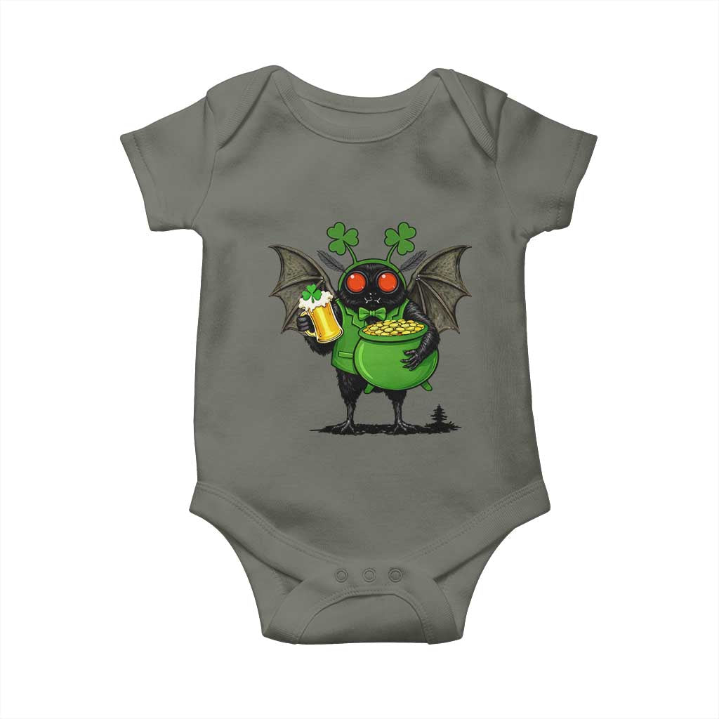 Funny Mothman Baby Onesie St Patricks Day Cryptid Gift TS12 Military Green Print Your Wear