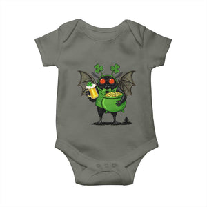 Funny Mothman Baby Onesie St Patricks Day Cryptid Gift TS12 Military Green Print Your Wear