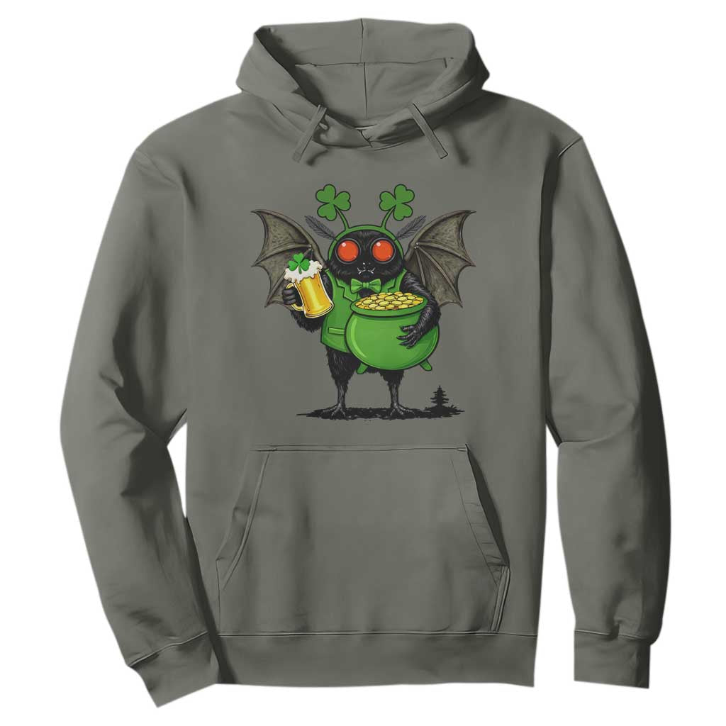 Funny Mothman Hoodie St Patricks Day Cryptid Gift TS12 Military Green Print Your Wear