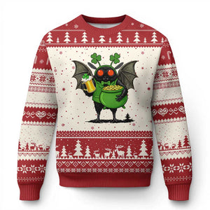 Funny Mothman Ugly Christmas Sweater St Patricks Day Cryptid Gift TS12 Beige Red Print Your Wear
