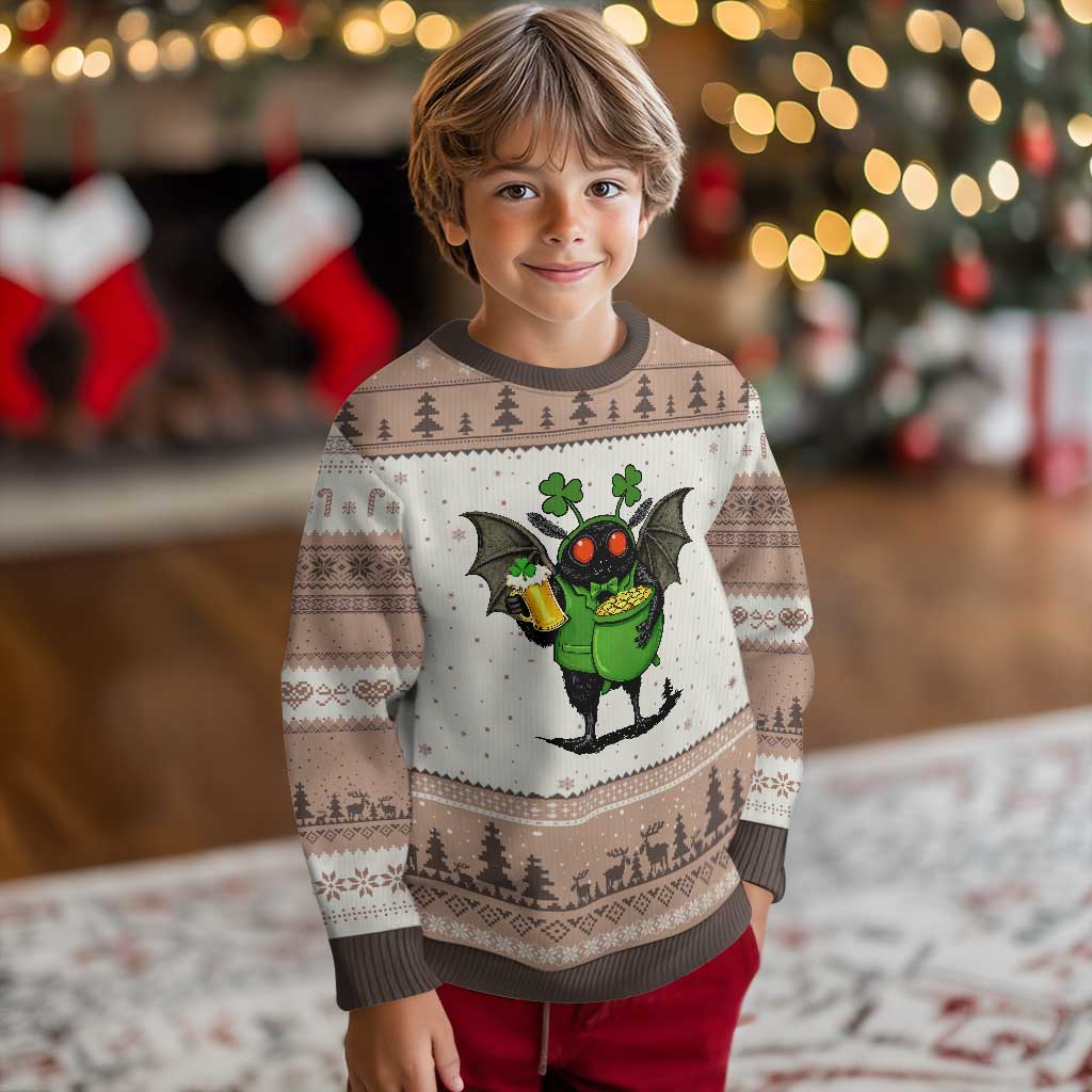 Funny Mothman Ugly Christmas Sweater St Patricks Day Cryptid Gift TS12 Mocha Mousse Print Your Wear