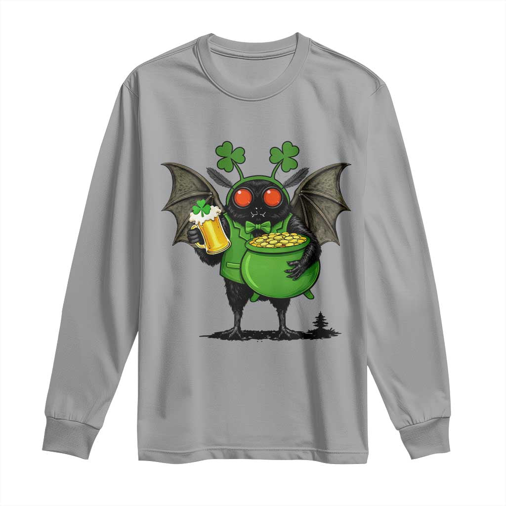 Funny Mothman Long Sleeve Shirt St Patricks Day Cryptid Gift TS12 Sport Gray Print Your Wear