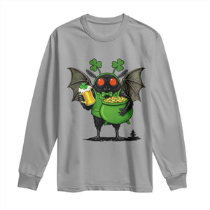 Funny Mothman Long Sleeve Shirt St Patricks Day Cryptid Gift TS12 Sport Gray Print Your Wear