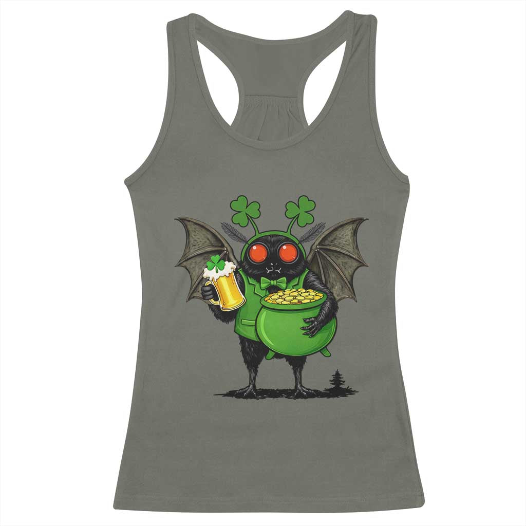 Funny Mothman Racerback Tank Top St Patricks Day Cryptid Gift TS12 Military Green Print Your Wear