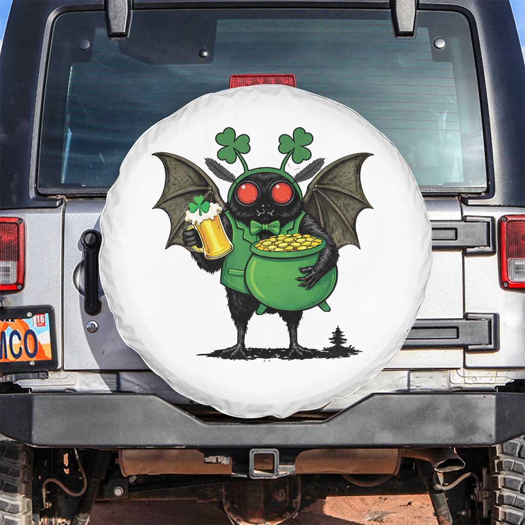Funny Mothman Spare Tire Cover St Patricks Day Cryptid Gift TS12 No hole White Print Your Wear