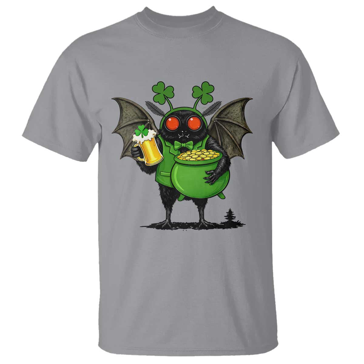Funny Mothman T Shirt St Patricks Day Cryptid Gift TS12 Sport Gray Print Your Wear