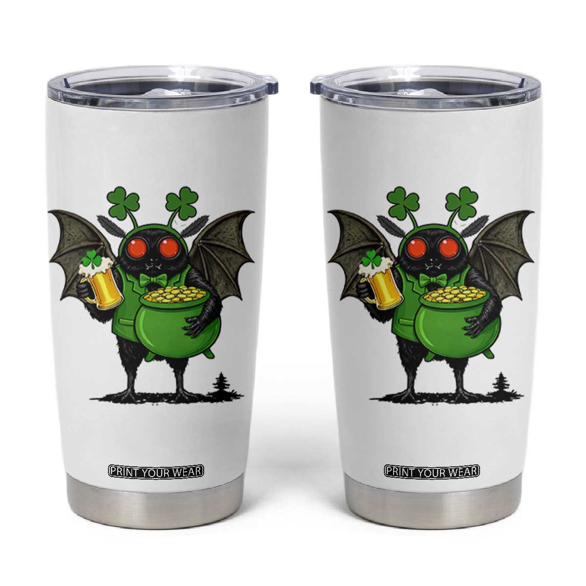 Funny Mothman Tumbler Cup St Patricks Day Cryptid Gift TS12 White Print Your Wear