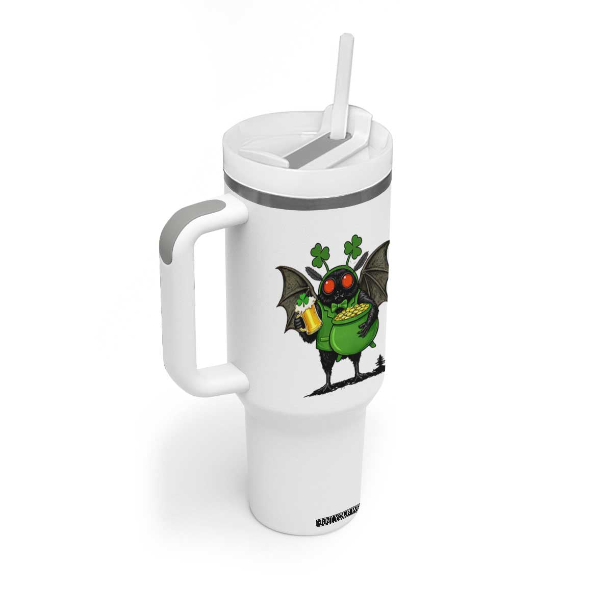 Funny Mothman Tumbler With Handle St Patricks Day Cryptid Gift TS12 Print Your Wear