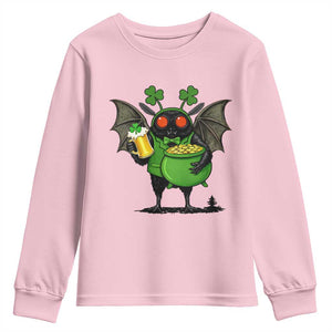 Funny Mothman Youth Sweatshirt St Patricks Day Cryptid Gift TS12 Light Pink Print Your Wear