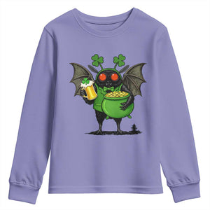 Funny Mothman Youth Sweatshirt St Patricks Day Cryptid Gift TS12 Violet Print Your Wear