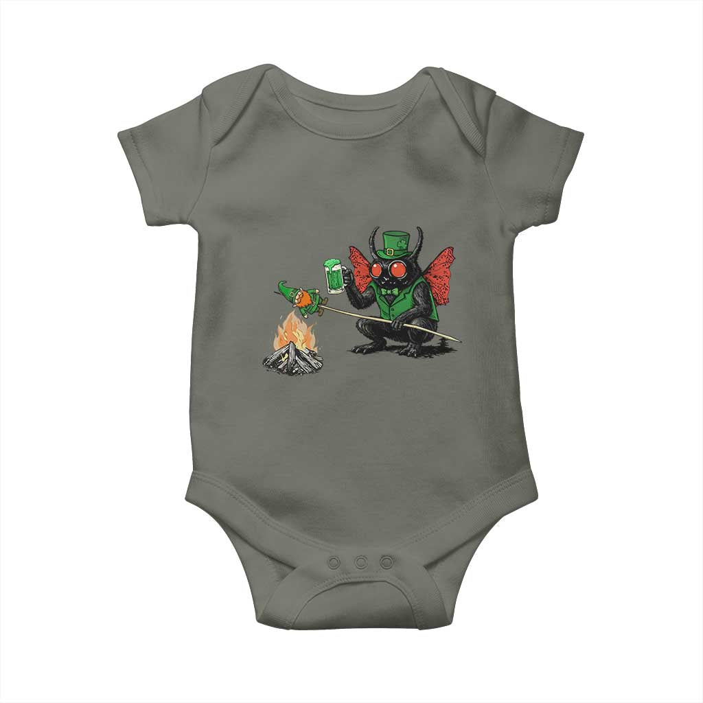 Funny Cryptid Mothman Baby Onesie St Patricks Day Gift TS12 Military Green Print Your Wear