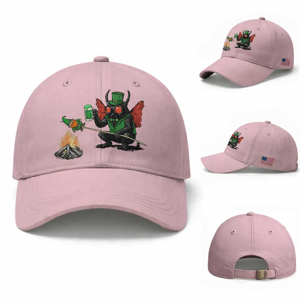 Funny Cryptid Mothman Baseball Cap St Patricks Day Gift TS12 Baseball Cap Universal Fit Light Pink Print Your Wear