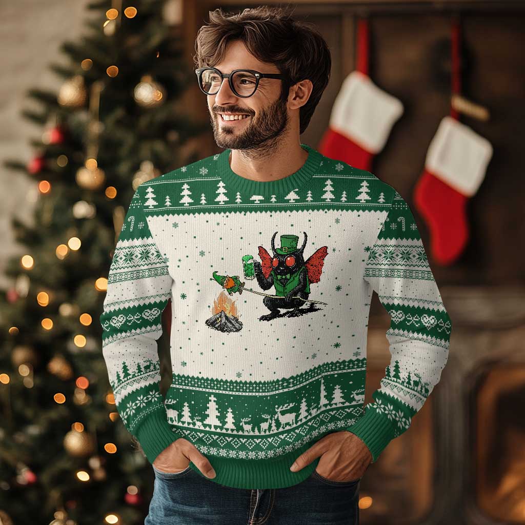 Funny Cryptid Mothman Ugly Christmas Sweater St Patricks Day Gift TS12 Beige Green Print Your Wear
