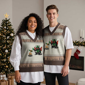 Funny Cryptid Mothman V-Neck Knit Sweater Vest St Patricks Day Gift TS12 Mocha Mousse Print Your Wear