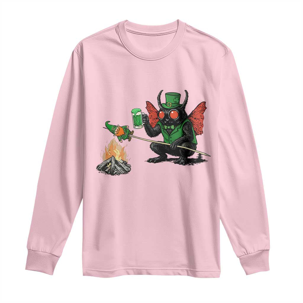 Funny Cryptid Mothman Long Sleeve Shirt St Patricks Day Gift TS12 Light Pink Print Your Wear