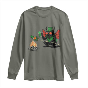 Funny Cryptid Mothman Long Sleeve Shirt St Patricks Day Gift TS12 Military Green Print Your Wear