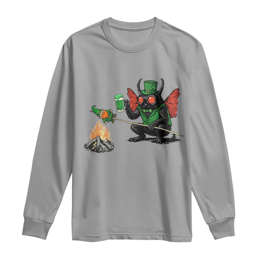 Funny Cryptid Mothman Long Sleeve Shirt St Patricks Day Gift TS12 Sport Gray Print Your Wear