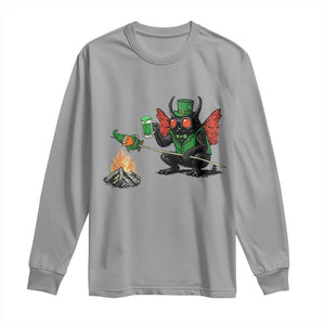 Funny Cryptid Mothman Long Sleeve Shirt St Patricks Day Gift TS12 Sport Gray Print Your Wear