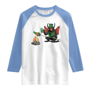 Funny Cryptid Mothman Raglan Shirt St Patricks Day Gift TS12 White Carolina Blue Print Your Wear