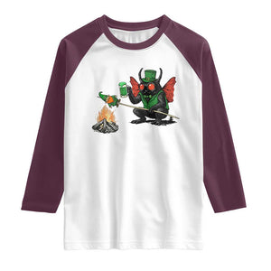 Funny Cryptid Mothman Raglan Shirt St Patricks Day Gift TS12 White Maroon Print Your Wear