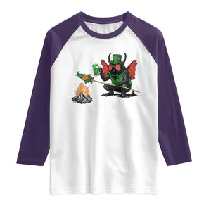 Funny Cryptid Mothman Raglan Shirt St Patricks Day Gift TS12 White Purple Print Your Wear