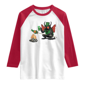 Funny Cryptid Mothman Raglan Shirt St Patricks Day Gift TS12 White Red Print Your Wear