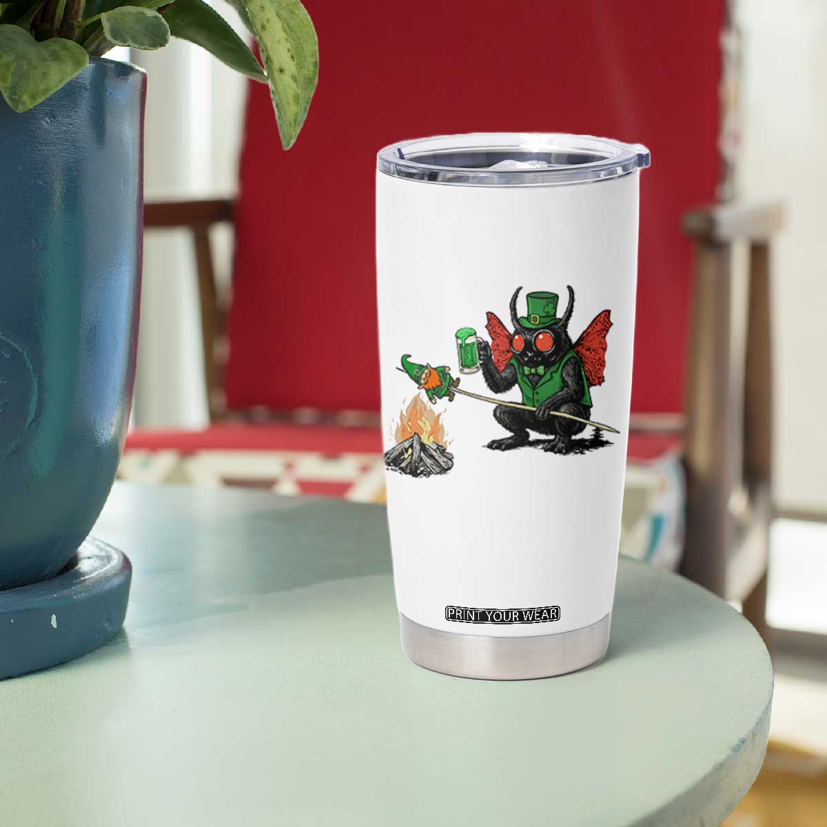 Funny Cryptid Mothman Tumbler Cup St Patricks Day Gift TS12 Print Your Wear
