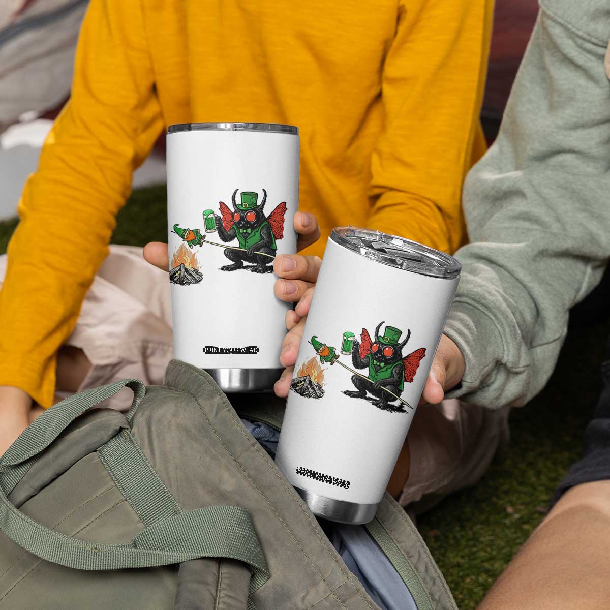 Funny Cryptid Mothman Tumbler Cup St Patricks Day Gift TS12 Print Your Wear